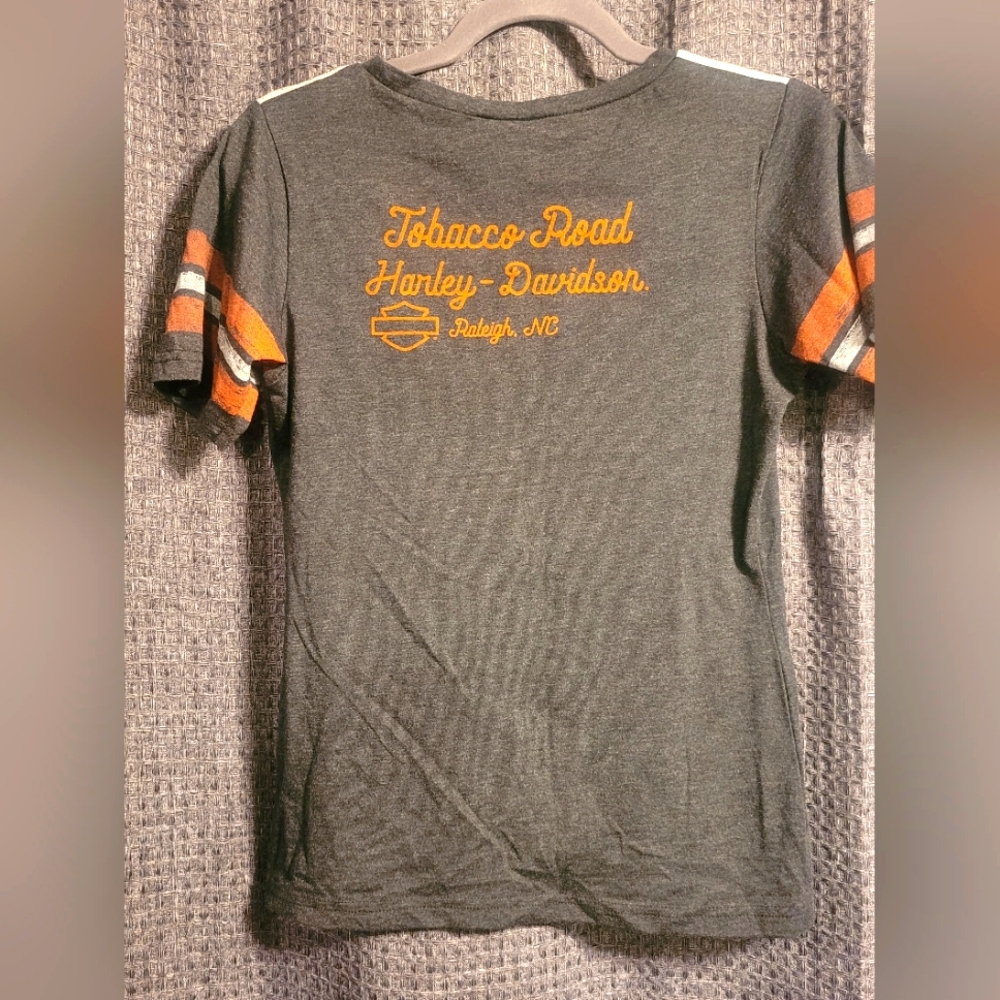 Harley-Davidson Gray and Orange Short Sleeve Tee - Picture 2 of 3